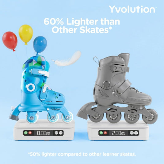 Yvolution Rollschuhe Kinder 2 In 1, Comfortabele inline skates voor kinderen, instelbare maat voor jongens en meisjes, geschikt voor binnen en buiten (Blauw) - happygetfit.com