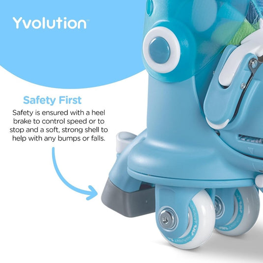 Yvolution Rollschuhe Kinder 2 In 1, Comfortabele inline skates voor kinderen, instelbare maat voor jongens en meisjes, geschikt voor binnen en buiten (Blauw) - happygetfit.com