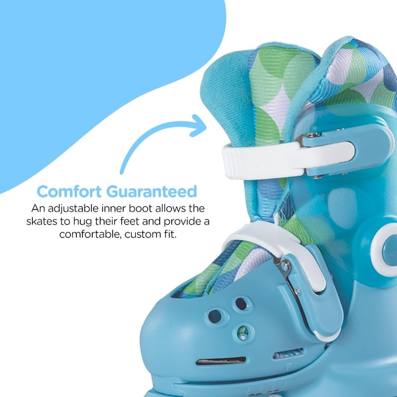 Laad afbeelding in Galerijviewer, Yvolution Rollschuhe Kinder 2 In 1, Comfortabele inline skates voor kinderen, instelbare maat voor jongens en meisjes, geschikt voor binnen en buiten (Blauw) - happygetfit.com
