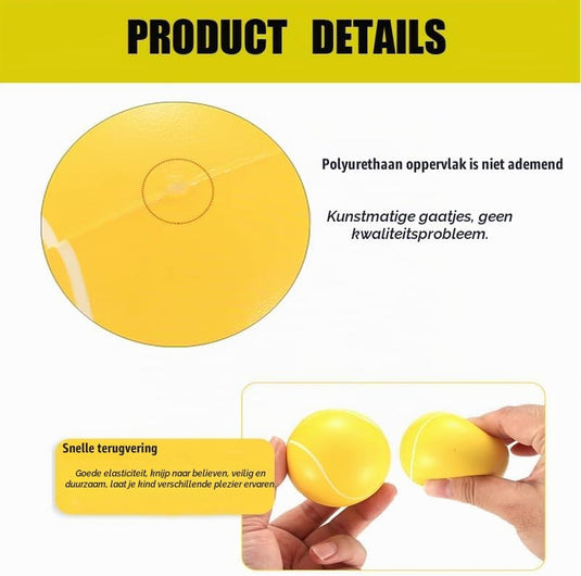 Zachte schuimballen 12 stuks 6 cm in tennisbaldesign – foam ballen – speelballen - happygetfit.com