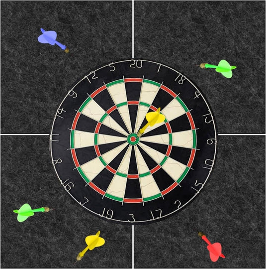 Zelfklevende dartbord achterwand 60 x 60 cm van 12 mm dik vilt met 4 beschermplaten – dartwandisolatie – dartschild - happygetfit.com