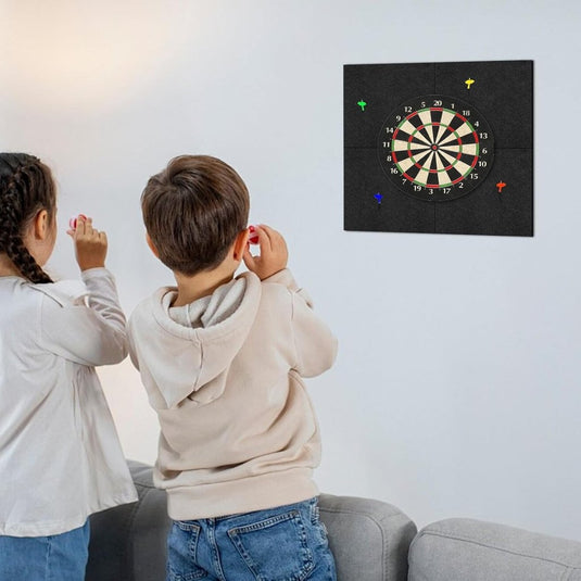 Zelfklevende dartbord beschermmat 4-delig 60 x 60 cm van 12 mm dik vilt – dartwandisolatie – muurafscherming - happygetfit.com