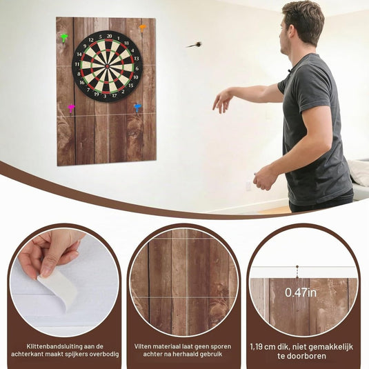 Zelfklevende dartbord beschermmat 4-delig 60 x 60 cm van 12 mm dik vilt – dartwandisolatie – muurafscherming - happygetfit.com