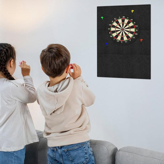 Zelfklevende dartbord beschermmat 4-delig 60 x 60 cm van 12 mm dik vilt – dartwandisolatie – muurafscherming - happygetfit.com