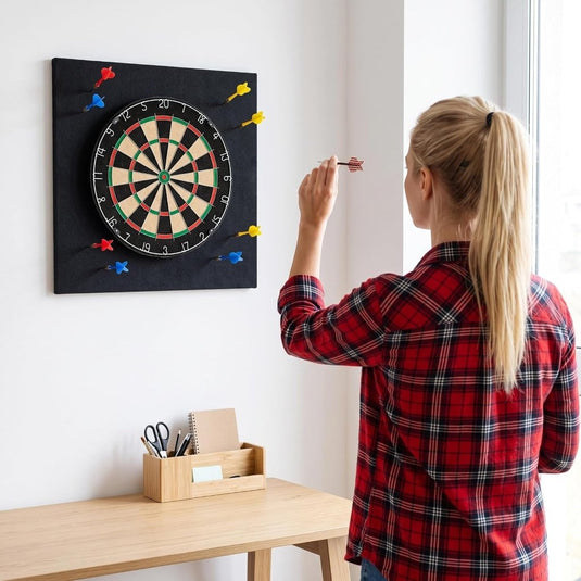 Zelfklevende dartbord beschermplaten 4 stuks 30 x 30 cm van vilt met gestikte randen – dartwandmatten – dartmuurbekleding - happygetfit.com