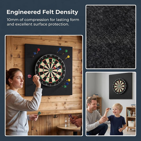 Zelfklevende dartbord beschermplaten 4 stuks 30 x 30 cm van vilt met gestikte randen – dartwandmatten – dartmuurbekleding - happygetfit.com