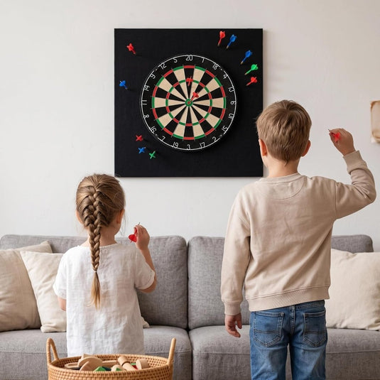 Zelfklevende dartbord beschermplaten 4 stuks 30 x 30 cm van vilt met gestikte randen – dartwandmatten – dartmuurbekleding - happygetfit.com