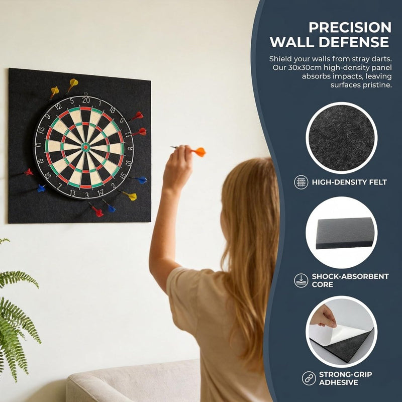 Bild im Galerie-Viewer laden, Zelfklevende dartbord beschermplaten 4 stuks 30 x 30 cm van vilt met gestikte randen – dartwandmatten – dartmuurbekleding - happygetfit.com
