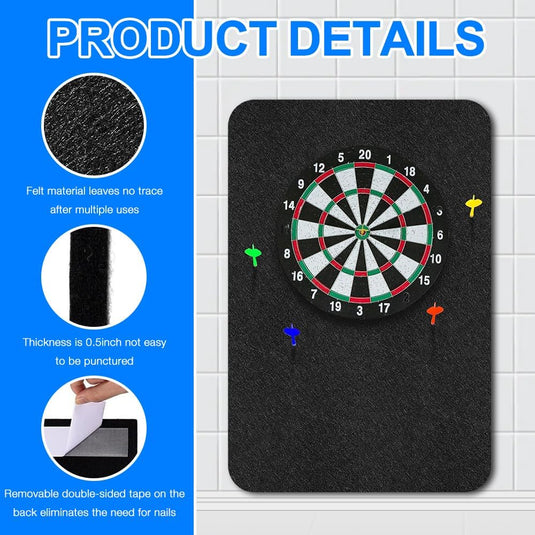 Zelfklevende dartbord beschermplaten 6 stuks van geluiddempend vilt – dartachterwand – dartwandpanelen - happygetfit.com