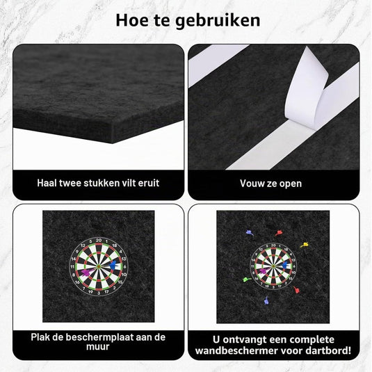 Zelfklevende dartbord muurbescherming 60 x 60 cm van 12 mm dik vilt – dartbeschermmat – wandbescherming - happygetfit.com