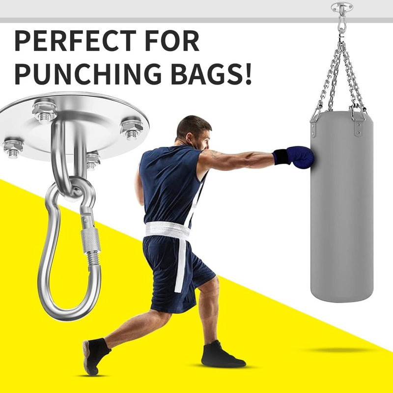Load image into Gallery viewer, Zware Plafondhaak 360 ° Rotatie Roestvrijstalen Hangmathaak Ophangset voor Hangmat, Hangstoel, Bokszak, Schommel, Luchtyoga - Capaciteit van 450 kg - happygetfit.com
