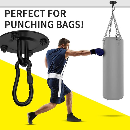 Zware Plafondhaak 360 ° Rotatie Roestvrijstalen Hangmathaak Ophangset voor Hangmat, Hangstoel, Bokszak, Schommel, Luchtyoga - Capaciteit van 450 kg - happygetfit.com