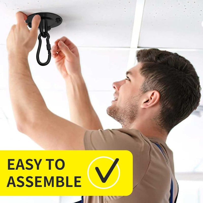 Load image into Gallery viewer, Zware Plafondhaak 360 ° Rotatie Roestvrijstalen Hangmathaak Ophangset voor Hangmat, Hangstoel, Bokszak, Schommel, Luchtyoga - Capaciteit van 450 kg - happygetfit.com
