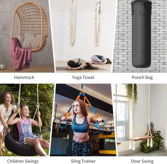 Zware Plafondhaak 360 ° Rotatie Roestvrijstalen Hangmathaak Ophangset voor Hangmat, Hangstoel, Bokszak, Schommel, Luchtyoga - Capaciteit van 450 kg - happygetfit.com