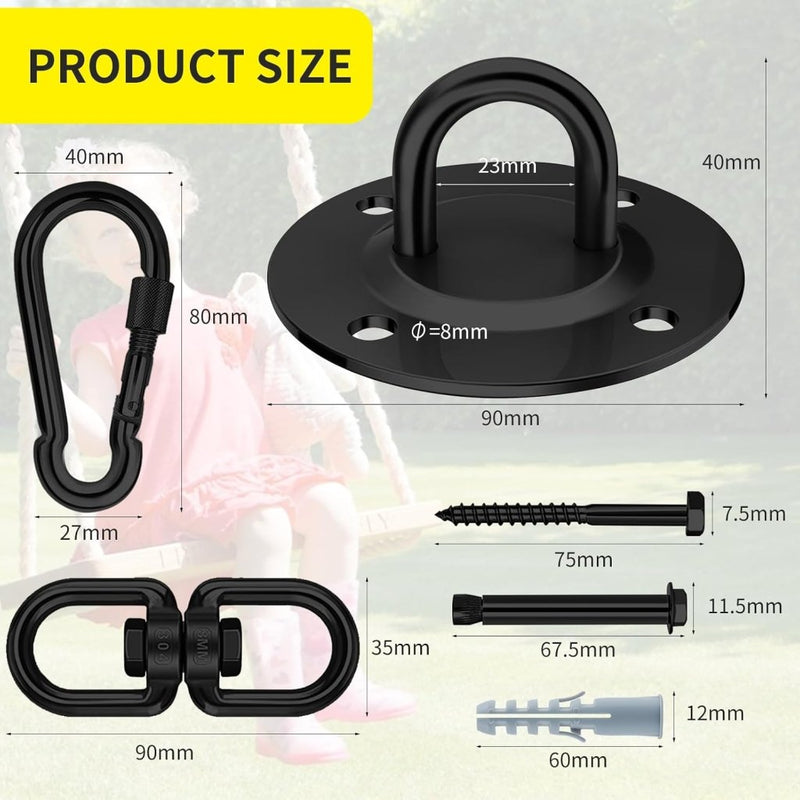 Load image into Gallery viewer, Zware Plafondhaak 360 ° Rotatie Roestvrijstalen Hangmathaak Ophangset voor Hangmat, Hangstoel, Bokszak, Schommel, Luchtyoga - Capaciteit van 450 kg - happygetfit.com
