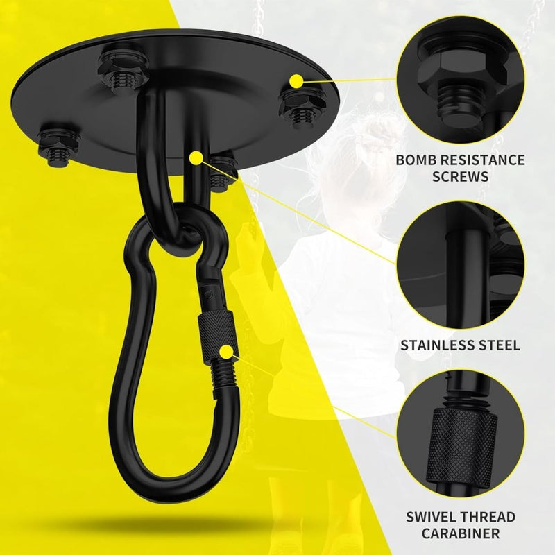 Load image into Gallery viewer, Zware Plafondhaak 360 ° Rotatie Roestvrijstalen Hangmathaak Ophangset voor Hangmat, Hangstoel, Bokszak, Schommel, Luchtyoga - Capaciteit van 450 kg - happygetfit.com
