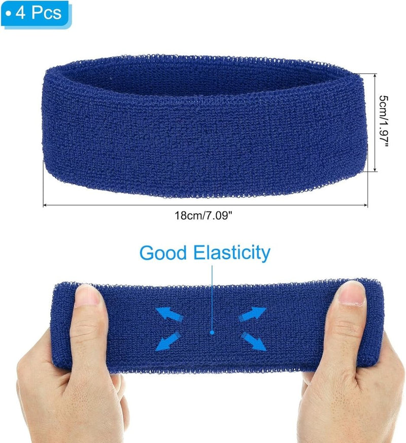 Chargez l'image dans la visionneuse de la galerie, Zweetband hoofdbanden 4 stuks van badstof – sport hoofdband – fitness accessoires - happygetfit.com
