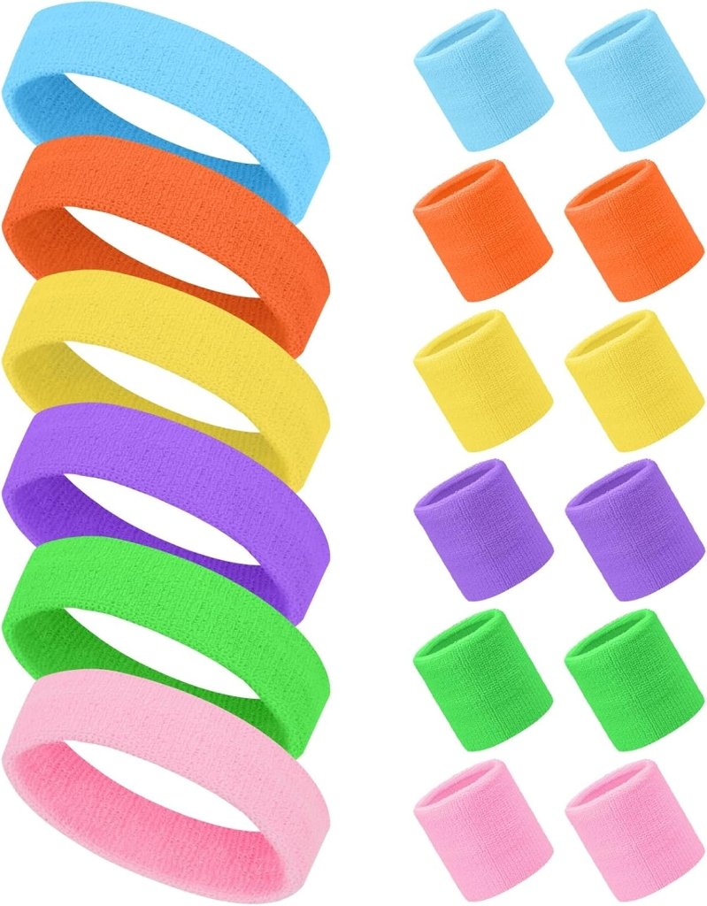 Laad afbeelding in Galerijviewer, Zweetbandjes set 18 stuks met 6 sporthoofdbanden en 12 polsbandjes van zachte absorberende stof – sportzweetbanden – fitnessaccessoires - happygetfit.com
