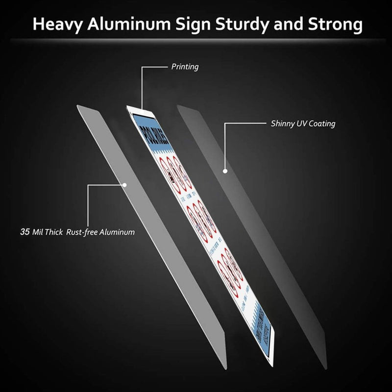 Load image into Gallery viewer, Schema van een zwaar aluminium veiligheidsbord met een roestvrije laag van 35 mil, bedrukking en glanzende UV-coating. Ideaal voor het weergeven van zwembadregels of &#39;Blijf veilig bij het zwemmen met eenvoudige zwembadregels&#39;.
