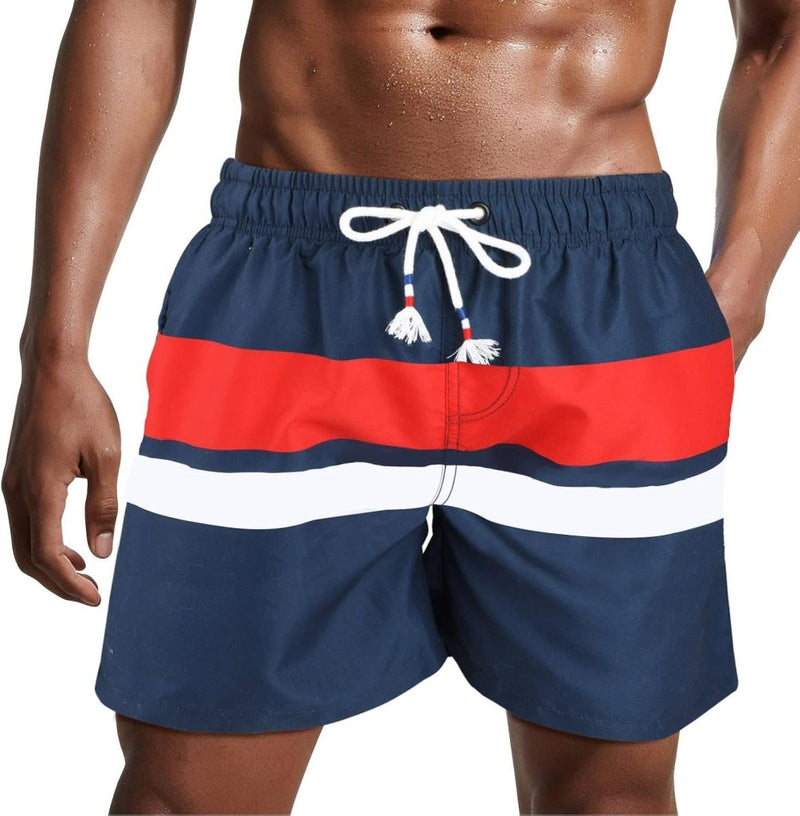 Laad afbeelding in Galerijviewer, Zwembroek heren kort van sneldrogend polyester met mesh binnenvoering en verstelbaar trekkoord – zwemshort – strandkleding - happygetfit.com
