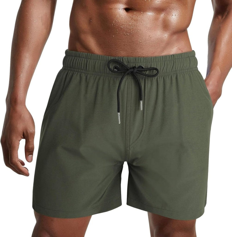 Laad afbeelding in Galerijviewer, Zwembroek heren kort van sneldrogend polyester met mesh binnenvoering en verstelbaar trekkoord – zwemshort – strandkleding - happygetfit.com
