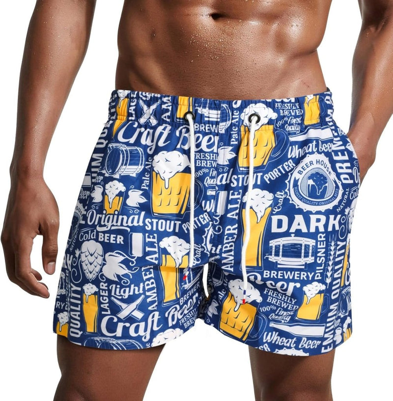 Laad afbeelding in Galerijviewer, Zwembroek heren kort van sneldrogend polyester met mesh binnenvoering en verstelbaar trekkoord – zwemshort – strandkleding - happygetfit.com
