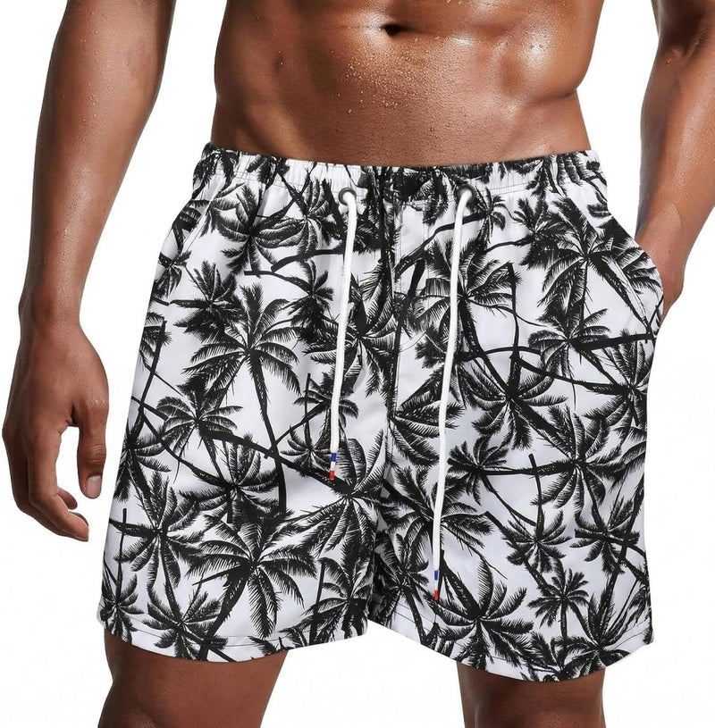 Laad afbeelding in Galerijviewer, Zwembroek heren kort van sneldrogend polyester met mesh binnenvoering en verstelbaar trekkoord – zwemshort – strandkleding - happygetfit.com
