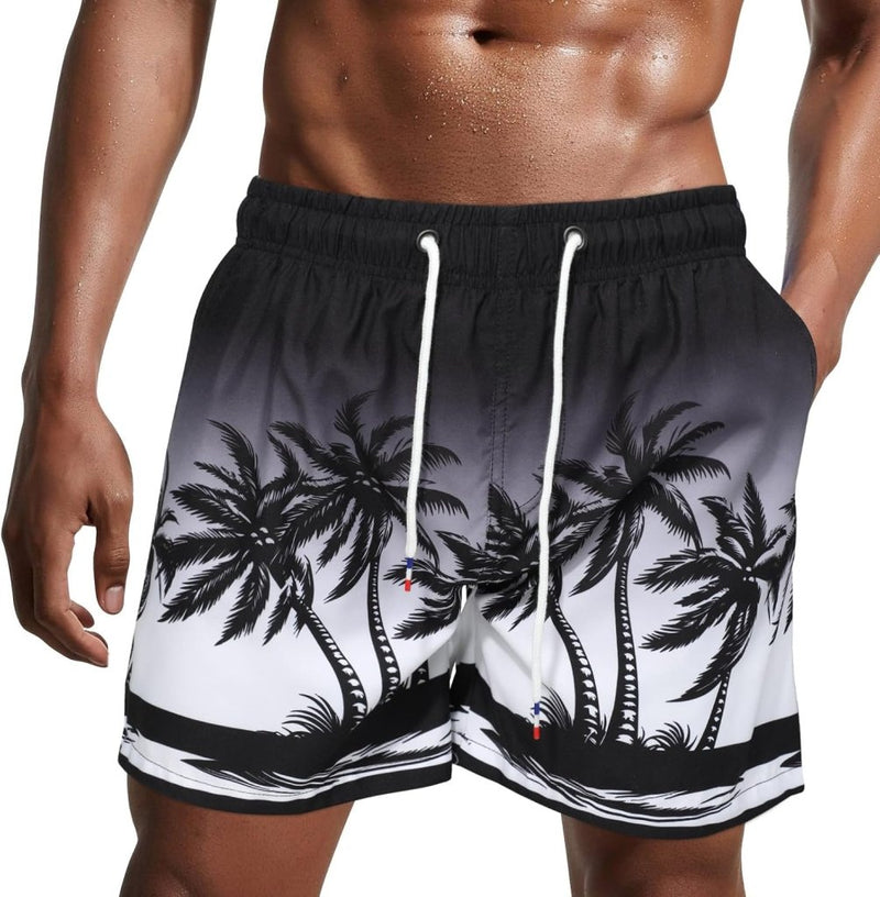 Laad afbeelding in Galerijviewer, Zwembroek heren kort van sneldrogend polyester met mesh binnenvoering en verstelbaar trekkoord – zwemshort – strandkleding - happygetfit.com
