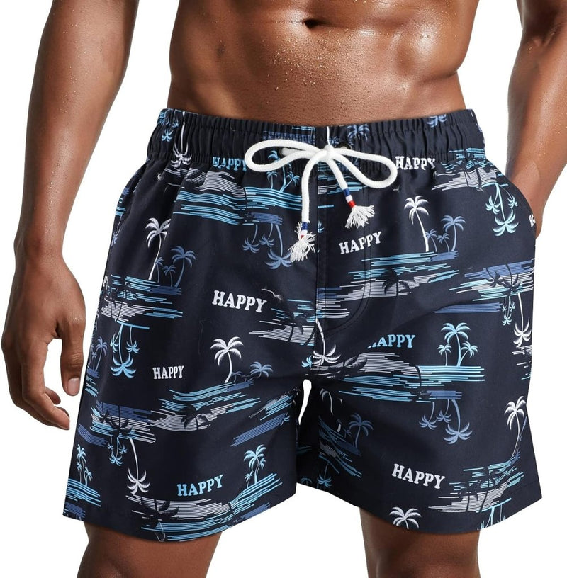 Laad afbeelding in Galerijviewer, Zwembroek heren kort van sneldrogend polyester met mesh binnenvoering en verstelbaar trekkoord – zwemshort – strandkleding - happygetfit.com
