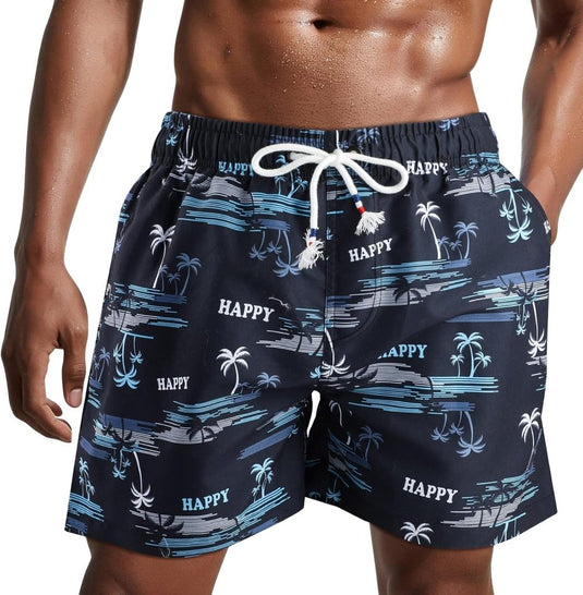 Zwembroek heren kort van sneldrogend polyester met mesh binnenvoering en verstelbaar trekkoord – zwemshort – strandkleding - happygetfit.com