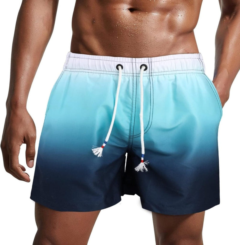 Laad afbeelding in Galerijviewer, Zwembroek heren kort van sneldrogend polyester met mesh binnenvoering en verstelbaar trekkoord – zwemshort – strandkleding - happygetfit.com
