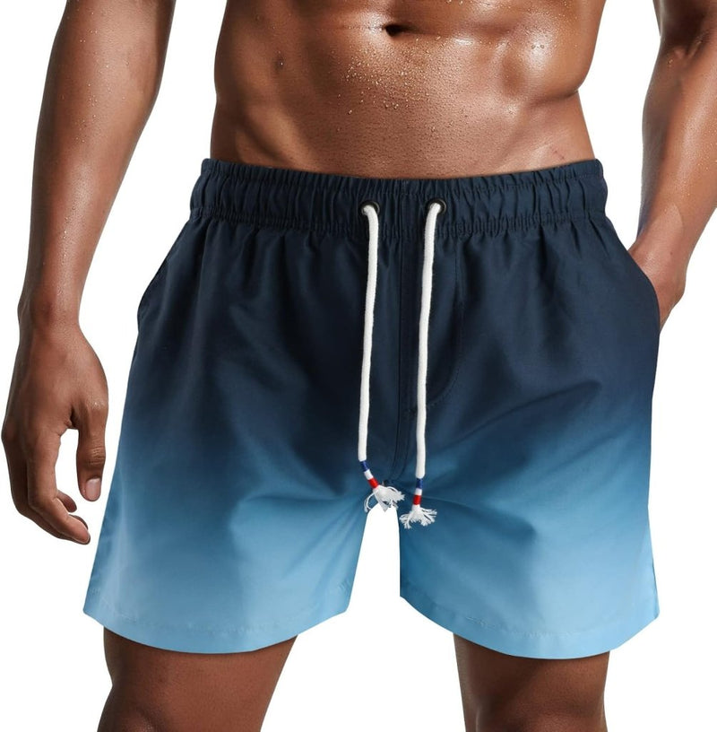 Laad afbeelding in Galerijviewer, Zwembroek heren kort van sneldrogend polyester met mesh binnenvoering en verstelbaar trekkoord – zwemshort – strandkleding - happygetfit.com
