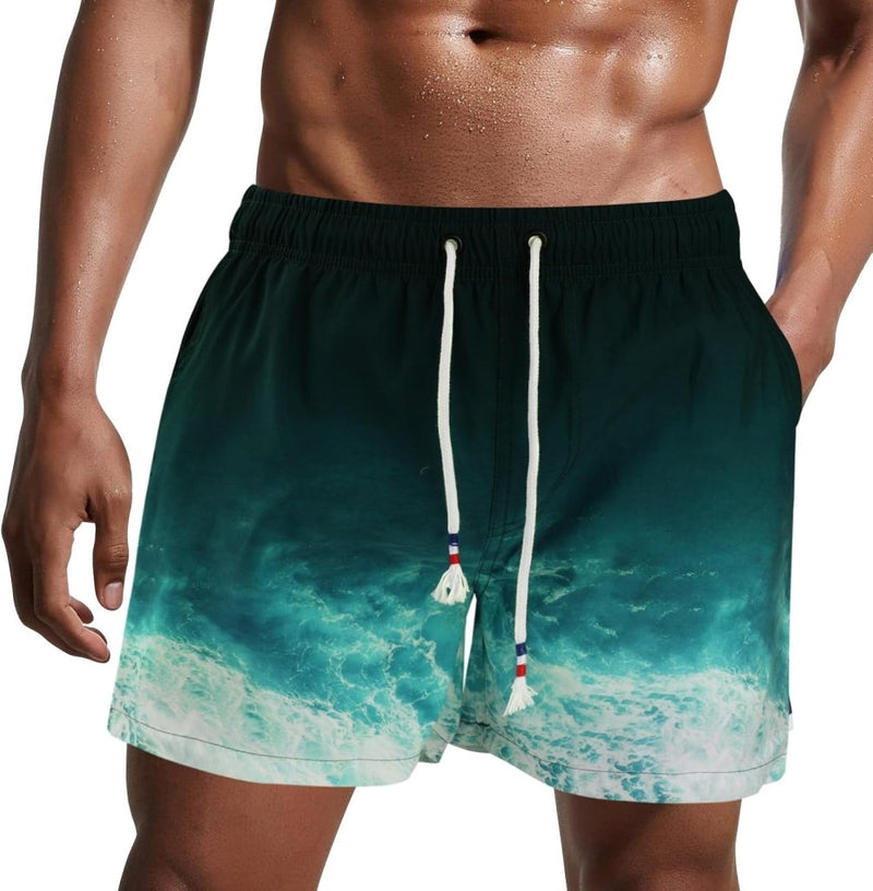 Laad afbeelding in Galerijviewer, Zwembroek heren kort van sneldrogend polyester met mesh binnenvoering en verstelbaar trekkoord – zwemshort – strandkleding - happygetfit.com
