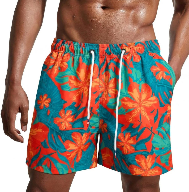 Laad afbeelding in Galerijviewer, Zwembroek heren kort van sneldrogend polyester met mesh binnenvoering en verstelbaar trekkoord – zwemshort – strandkleding - happygetfit.com

