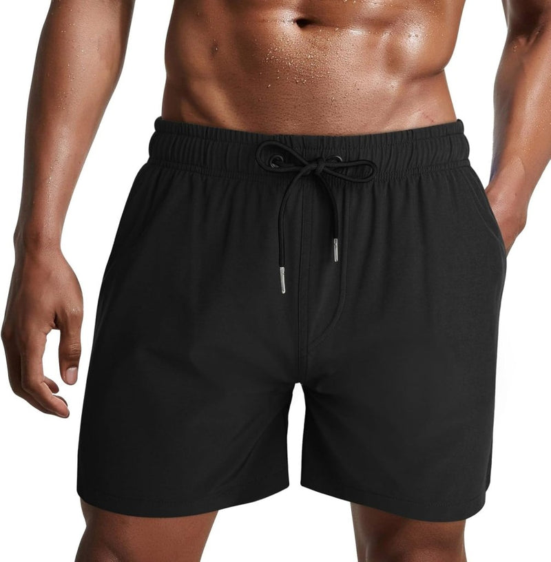 Laad afbeelding in Galerijviewer, Zwembroek heren kort van sneldrogend polyester met mesh binnenvoering en verstelbaar trekkoord – zwemshort – strandkleding - happygetfit.com
