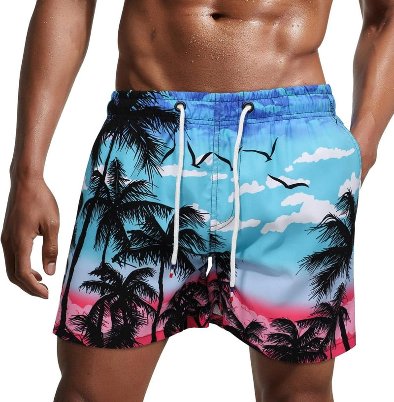 Laad afbeelding in Galerijviewer, Zwembroek heren kort van sneldrogend polyester met mesh binnenvoering en verstelbaar trekkoord – zwemshort – strandkleding - happygetfit.com
