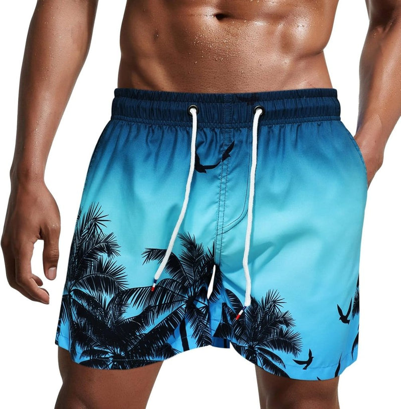 Laad afbeelding in Galerijviewer, Zwembroek heren kort van sneldrogend polyester met mesh binnenvoering en verstelbaar trekkoord – zwemshort – strandkleding - happygetfit.com
