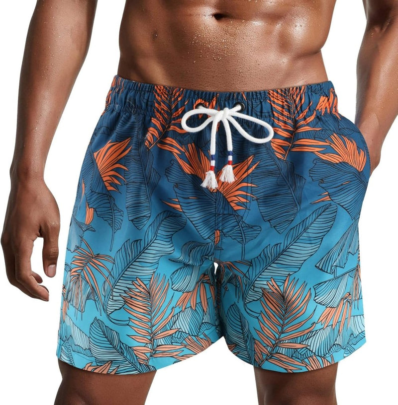 Laad afbeelding in Galerijviewer, Zwembroek heren kort van sneldrogend polyester met mesh binnenvoering en verstelbaar trekkoord – zwemshort – strandkleding - happygetfit.com
