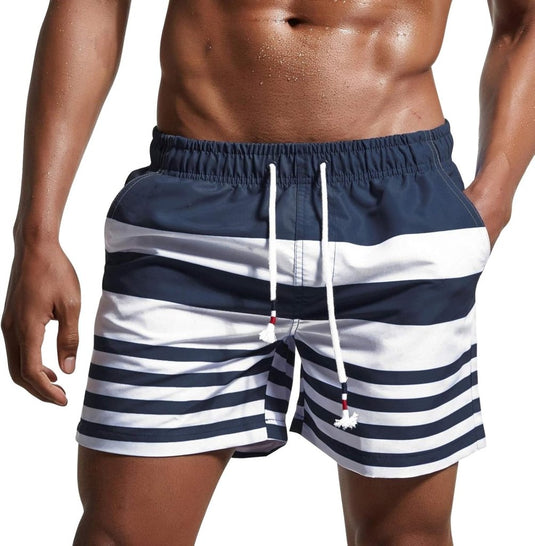 Zwembroek heren kort van sneldrogend polyester met mesh binnenvoering en verstelbaar trekkoord – zwemshort – strandkleding - happygetfit.com