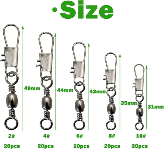 Improve your catch with our 100 pcs fishing swivels