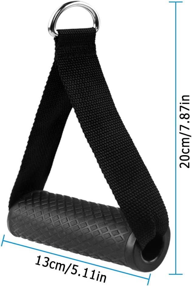 Laad afbeelding in Galerijviewer, Comfortabele zwarte gym-handgreep met een substantieel oppervlak en metalen ring. Ideaal voor gebruik met de &quot;Ontdek de ultieme weerstandsbanden voor maximale kracht en comfort&quot;. Afmetingen: 20 cm x 13 cm.
