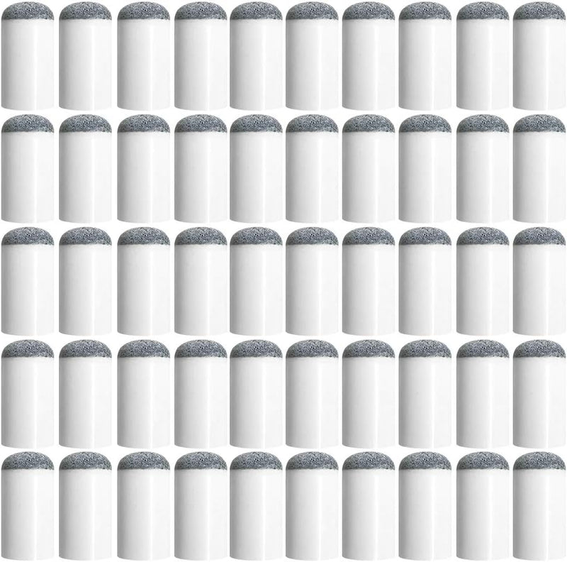 Laad afbeelding in Galerijviewer, Rijen identieke witte cilindervormige voorwerpen met grijze toppen zijn gerangschikt in een rasterpatroon, dat doet denken aan &quot;Slijp je biljartprestaties met deze schuif pomerans.

