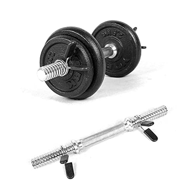 Load image into Gallery viewer, De Haltersluiting 25mm is een zwarte verstelbare halter met schijven naast een stevige metalen gewichthefstang op een witte achtergrond. Essentiële fitnessaccessoires voor een beter evenwicht en coördinatie voor fitnessliefhebbers.
