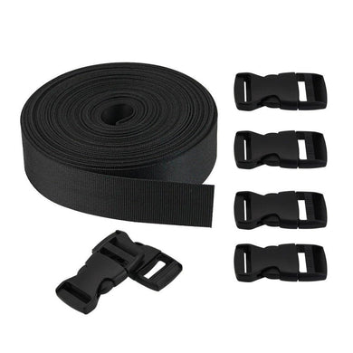 De set bevat een zwarte nylon bandrol en vijf ABS-kunststof sluiting clips, die perfect aansluiten bij het 