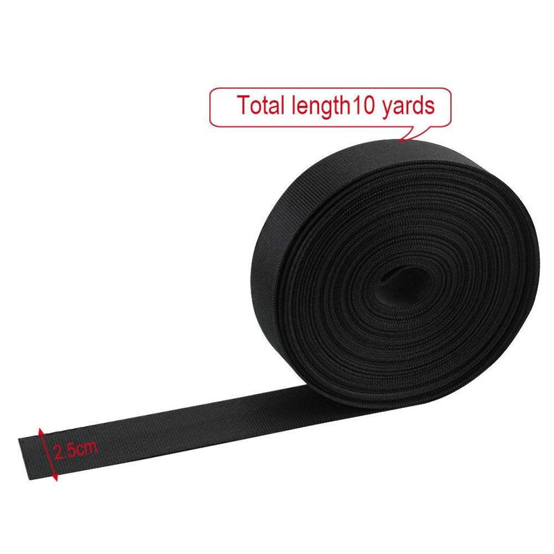 Laad afbeelding in Galerijviewer, Er wordt een zwarte rol nylonband getoond, van 10 meter lang en 2,6 cm breed, perfect voor gebruik met een ABS-kunststof sluiting van het product &quot;Ontdek de veelzijdigheid van deze steekgesp rugzakband: Eenvoudig, stevig en stijlvol.
