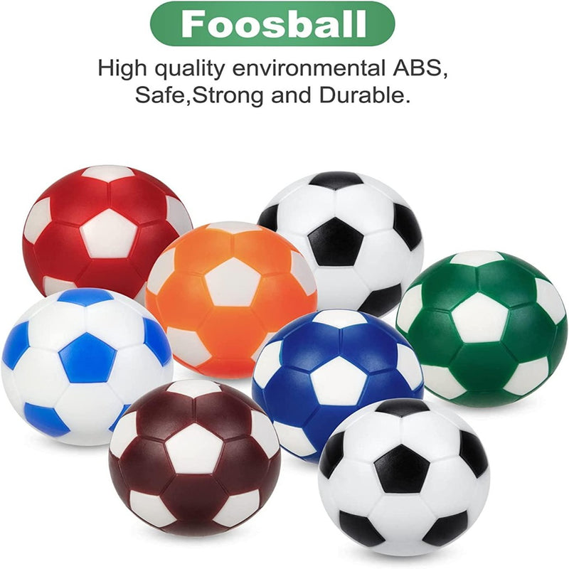 Laad afbeelding in Galerijviewer, Acht levendige tafelvoetbalballen, vervaardigd uit hoogwaardig, veilig en duurzaam ABS-kunststof, gelegd tegen een witte achtergrond. Bovenaan staat: &quot;Tafeltje speelplezier.&quot; Zorg voor eindeloze wedstrijden met onze premium tafelvoetbal balletjes!.
