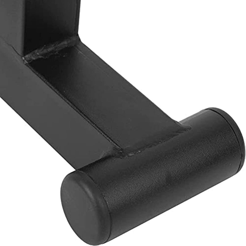 Laad afbeelding in Galerijviewer, Close-up van een stalen mini-barpoot voor een barbell, met een cilindrische basis en rechthoekige verticale steun, die lijkt op een duurzaam circuittrainingsapparaat.
