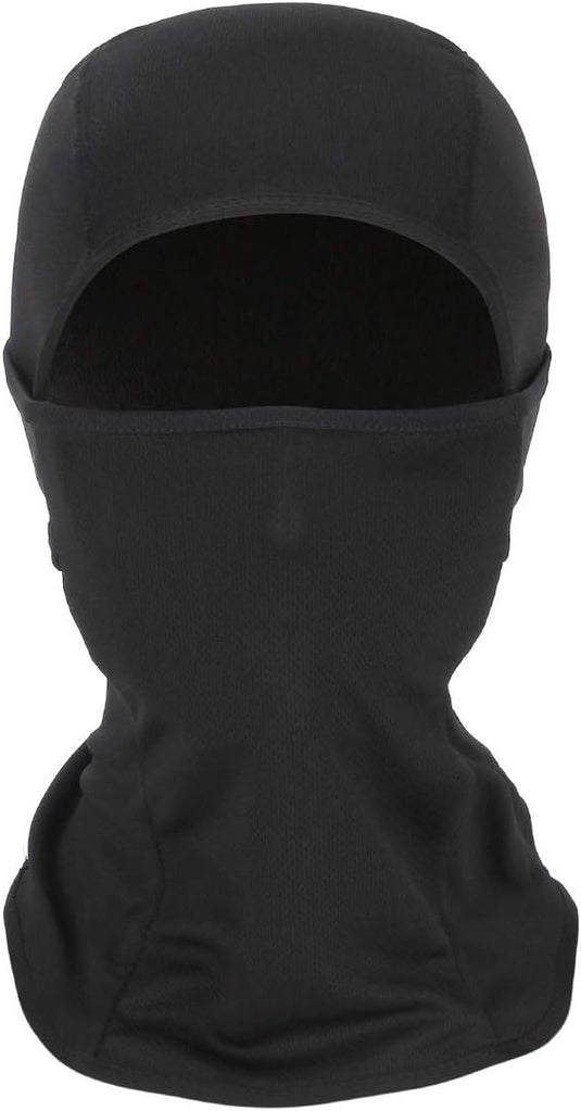 De "Blijf warm en beschermd met onze multifunctionele bivakmuts" heeft een zwart design met een oogopening, die het hoofd en de nek volledig bedekt. Het is perfect voor buitenactiviteiten en zorgt voor comfort en bruikbaarheid met zijn ademende stof.