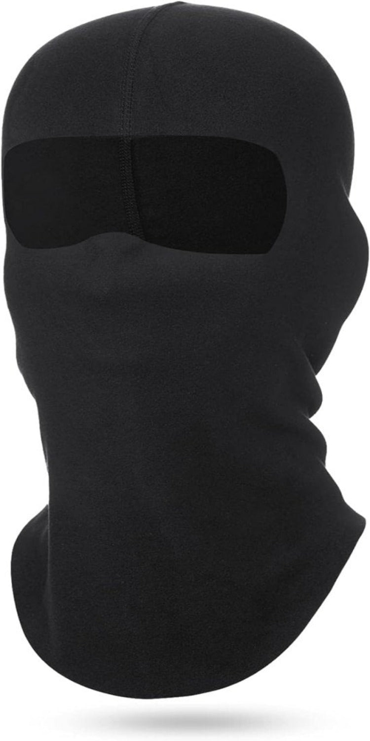 Laad afbeelding in Galerijviewer, Blijf warm en comfortabel in de kou met deze winddichte zwarte bivakmuts met één horizontale oogopening, ideaal voor buitenactiviteiten.
