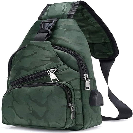 Ontdek de ultieme vrijheid met onze groene camouflage crossbody tas, voorzien van meerdere scènes, een verstelbare band en een externe USB-oplaadpoort.